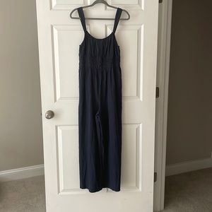 NWT Madewell Lusterweave Sophia Tank Wide-Leg Jumpsuit - Navy blue, size Medium